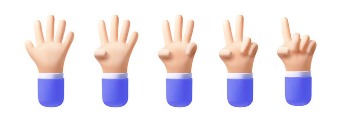 Poster - 3d hands. 3d vector people illustration. 3d realistic vector. Realistic vector render emoji. Character design concept. 