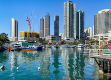 Beautiful Shot Of A Sam Ka Tsuen Ferry Pier In The Daytime In Hong Kong.