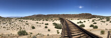 Panoramic Shot Of A Train Track On The Bradshaw Trail In The Southern California Desert