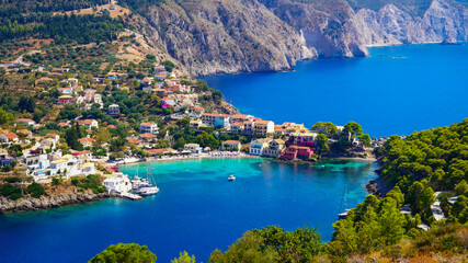 Poster - Beautiful shot of the city of Assos, Argostoli, the capital of Kefalonia