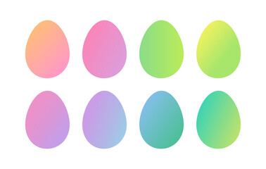 Wall Mural - easter eggs pastel colorful set of icons. gradient easter eggs
