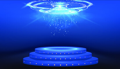 Poster - Circle abstract digital technology UI futuristic HUD Virtual Interface.  Stage for product light platform. Circle vector HUD, GUI, UI interface screen design. Magic circle teleport podium. 