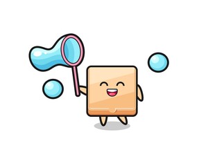 Sticker - happy pizza box cartoon playing soap bubble