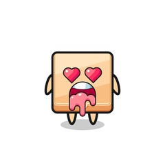 Poster - the falling in love expression of a cute pizza box with heart shaped eyes