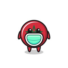 Poster - cute morocco flag cartoon wearing a mask