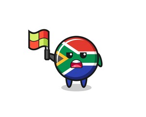 Canvas Print - south africa flag character as line judge putting the flag up