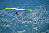 Closup of a person flying on a hang glider