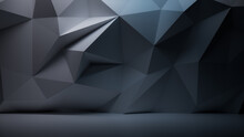 Angular Shaped 3D Wall Wallpaper With Grey Modern Surface. Premium 3D Render.