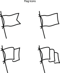 Poster - Flag outline icon. Set of pictogram flags. Line flags for map, destination and location. Pennant for banner. Waving shapes.