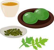 ヨモギ茶と草餅