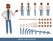 Man wear cream color suit character vector design. Create your own pose.