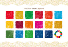 Hand Drawn Grunge Squares, 17 SDGs Colors