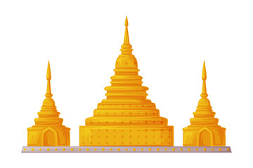 Poster - Wat Phra Kaew as Thailand Symbol and Famous Landmark Vector Illustration