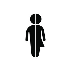 Man and woman split illustration vector black color.Gender icon. 
