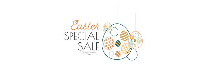 Canvas Print - Easter Sale banner. Modern minimal design for Sales. Flat vector illustration.	