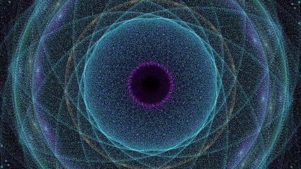 Wall Mural - mandala style kaleidoscopic pattern of particles appears and rotates on black background then fades 