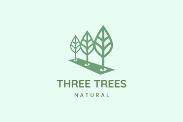 Wall Mural - Simple three leaf logo for business representing nature