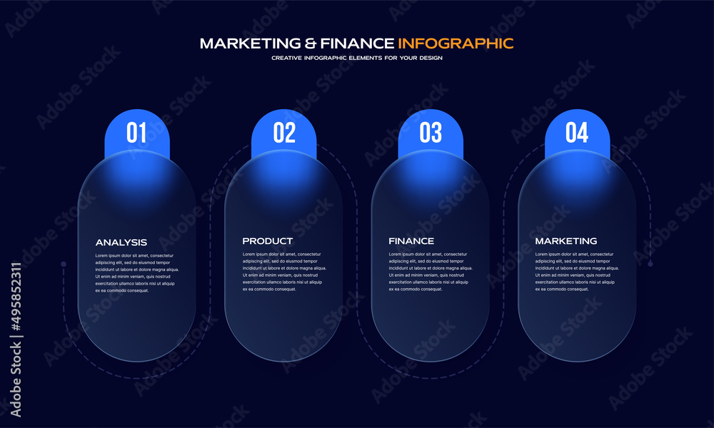 the golden business buttons charts with four timeline... Business timeline chart template. Infographic 4 steps. Glass morphism ...
