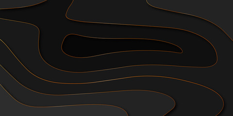 Wall Mural - Abstract fluid wave curve banner with dark background vector illustration. Abstract background. Golden line wave. Luxury style. Vector illustration. abstract golden curve line black background. 