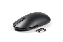 Wireless Computer Mouse With Receiver Isolated On White Background