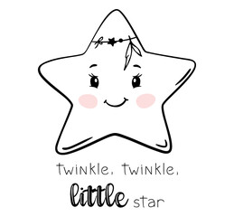 Wall Mural - Twinkle twinkle little star. Star boho children's print for t-shirt or baby bodysuit.