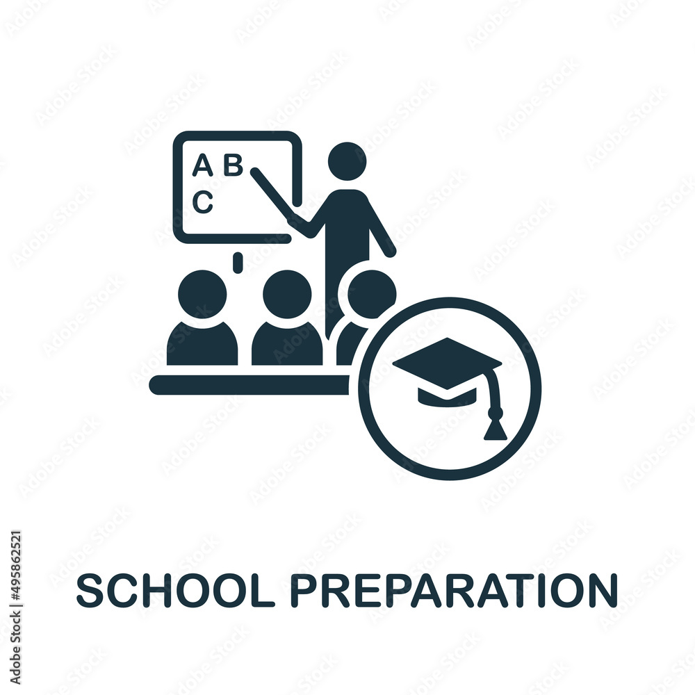 School Preparation icon. Monochrome simple School Preparation icon for ...