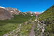 glacier mountains valley hiking hiker summer
