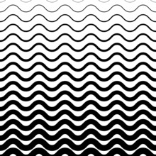Horizontal Curved Pattern. Fades Waves. Black Gradient On White Background. Halftone Gradation Line Texture. Fading Patern. Faded Backdrop For Design Prints. From Thin Wavy Thick. Vector Illustration