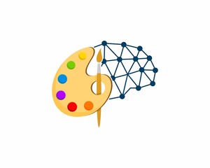 Wall Mural - Combination color palette with brain shape logo