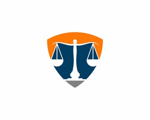 Wall Mural - Law scale balance inside the shield logo