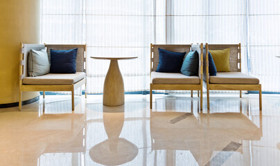 Wall Mural - Empty chair and table on office lobby