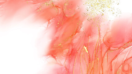 Vector coral banner. Hand drawn abstract paint brush stroke.