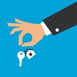 © 69'Continental - Vector real estate concept in flat style - hands giving keys - sell house. Vector illustration