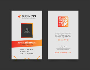 Wall Mural - professional business id card template with photo place. modern layout design with white color background