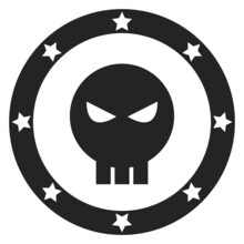 Evil Comic Emblem. Super Villain Black Sign