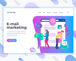 Wall Mural - Landing page template e-mail marketing concept with office people. Modern flat design web page design for website and mobile website. Vector illustration