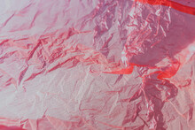 The Texture Of A Crumpled Pink Package With Selective Focus, Pink Abstraction