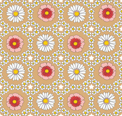 Petal Daisy Flowers Square Shaped Ditsy Florals Seamless Pattern Trendy Fashion Colors Perfect for Allover Fabric Print and Wrapping Paper