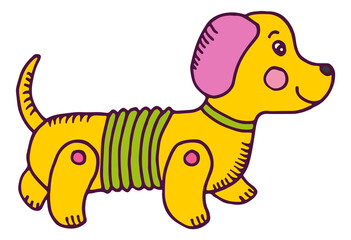 Wall Mural - Cute dog toy. Child mechanical puppy. Hand drawn animal