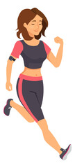 Sticker - Running woman. Athlete on competition. Marathon training