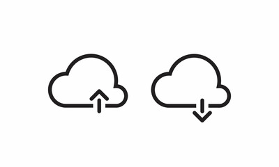 Poster - Upload Download Cloud Icon Vector in Line Style