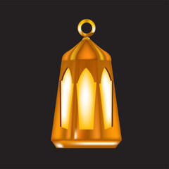 Wall Mural - Golden islamic lantern isolated on black background. Gold vintage luminous lanterns. Arabic shining lamps. Isolated hanging realistic lamps. lantern lamps