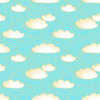 © portarefortuna - Blue sky with golden clouds. Seamless pattern. Hand drawn illustration with swirls