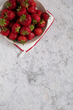 Plate With Fresh Strawberries On Napkin