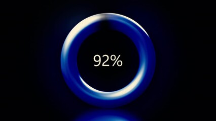 Aufkleber - Blue ring with the countdown from 100 to 0 isolated on a black background. Motion. 3D pulsating circle with percentage.