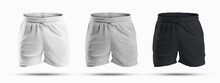 Mockups Of Men's Sports Shorts With Compression Undershorts And A Drawstring At The Waist.