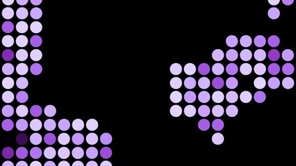 Poster - Colored dots move in musical style on black background. Design. Dots move and twinkle in retro style. Retro style background with dotted musical movements