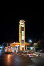 Nakhon Phanom,Thailand. December 04, 2021 : Vietnamese Memorial Clock Tower, Historical Landmark Of Nakhon Phanom Province, Thailand.