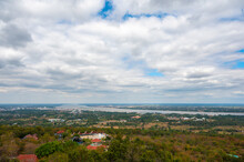 Landscape View Over Mukdahan Community Town Mukdahan Province,Thailand.