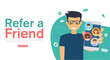 © danijelala - refer a friend affiliate partnership and earn money. marketing concept strategy.template for web landing page, banner, vector illustration